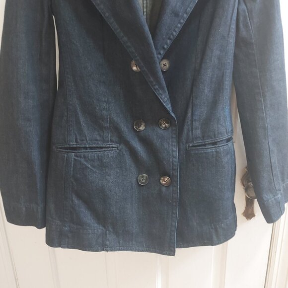 The Row Dark Wash Blue Denim Double Breasted Jean Denim Jacket - Picture 3 of 8